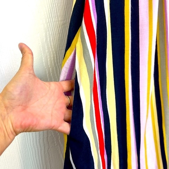 Loft - Striped Colorful Halter Sleeveless Pocket Swing Dress Size Medium - Picture 11 of 11